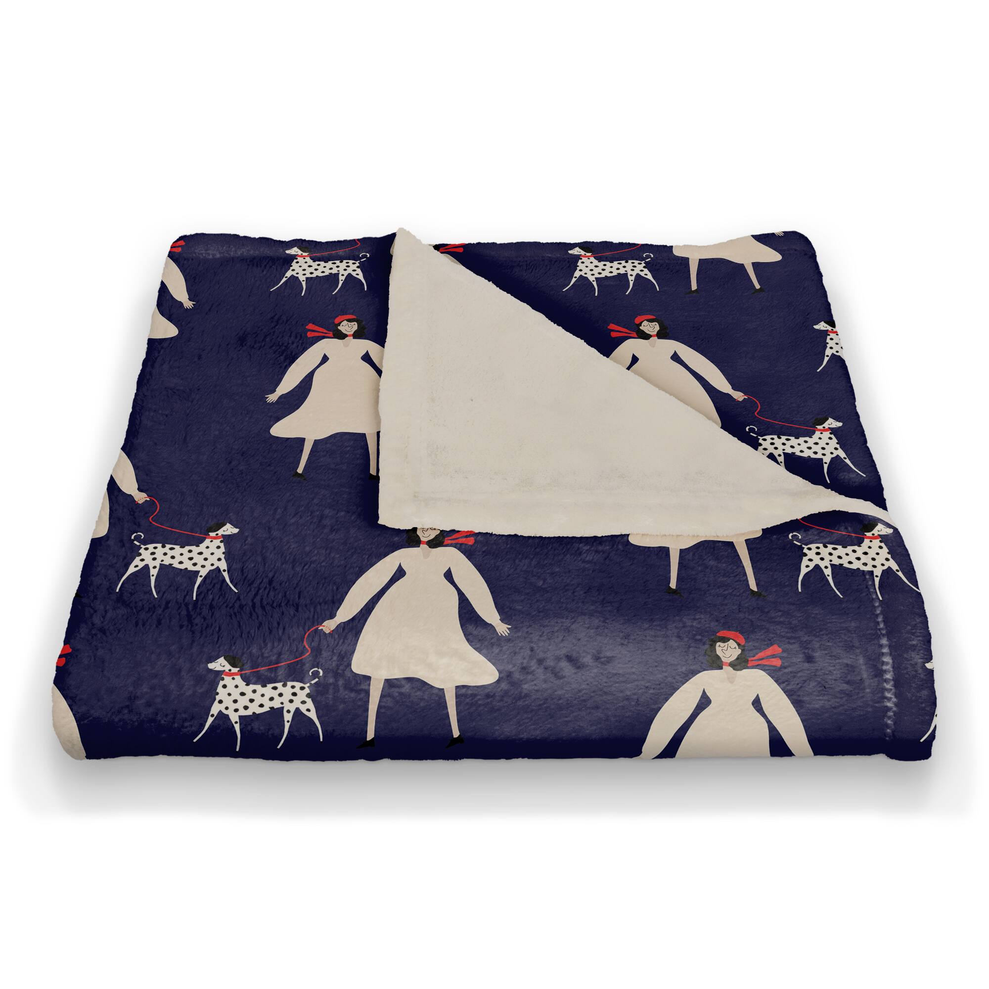 French Woman and Dog 50" x 60" Coral Fleece Blanket